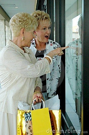 Thriving-Baby-Boomers - Casual Dating - Senior Ladies window shopping